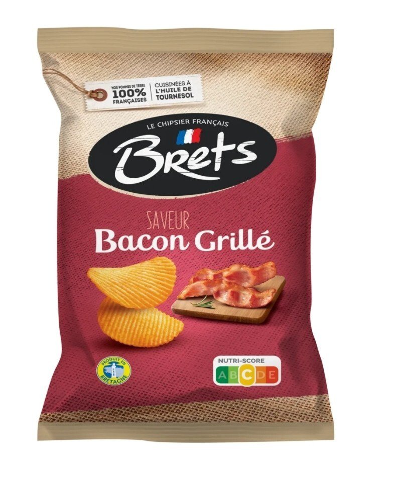 10 Bags of Brets Crispy Bacon ( Bacon Grille ) Flavored Potato Chips 125g Each