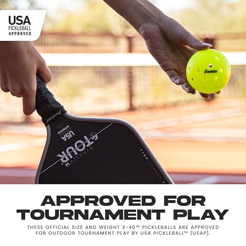 Franklin Sports X-40 Outdoor Pickleballs Official USA Pickleball Ball Set of 3