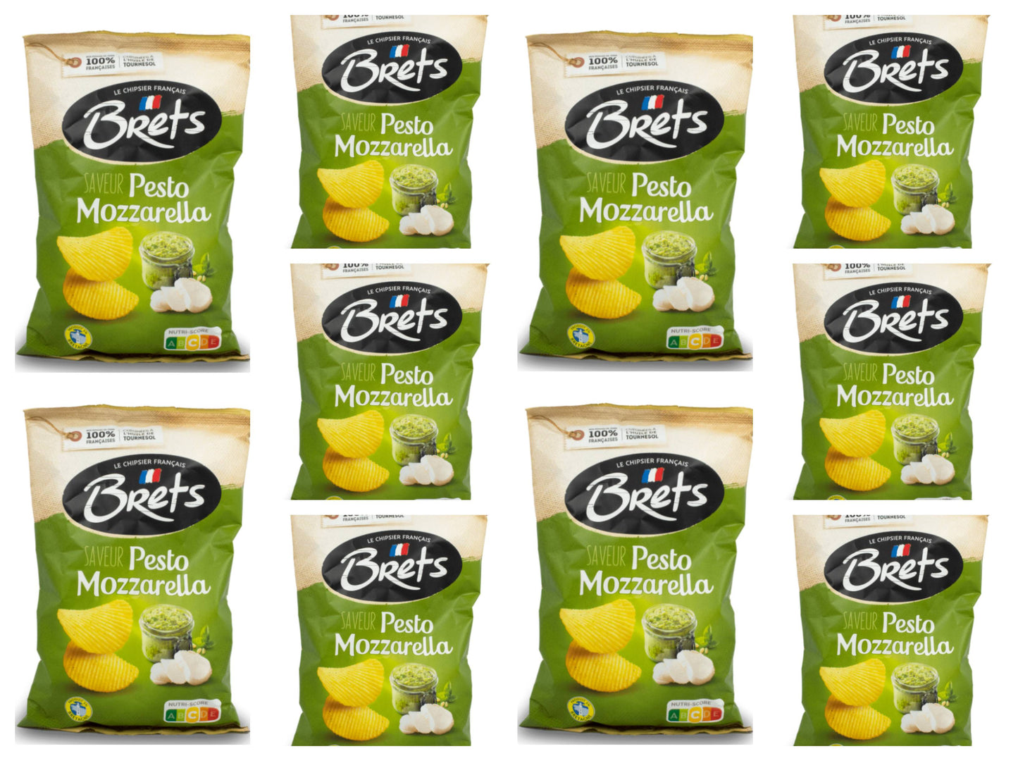10 Count Bret’s Pesto Mozzarella Flavoured Potato Chips – Gourmet French Crisps – Free Shipping