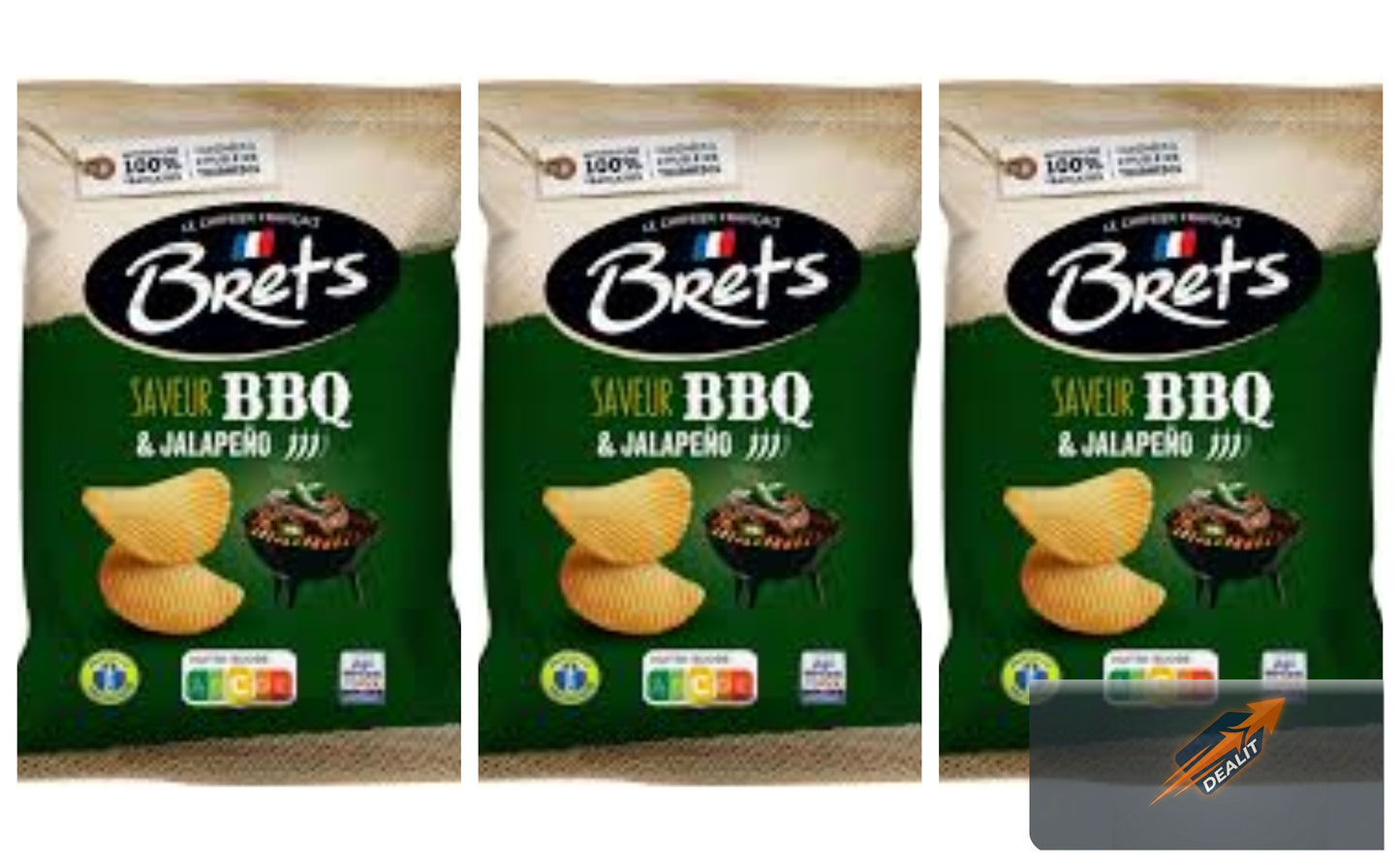 BBQ Jalapeño Potato Chips Spicy Barbecue Crispy Snack-3x125g Free Shipping