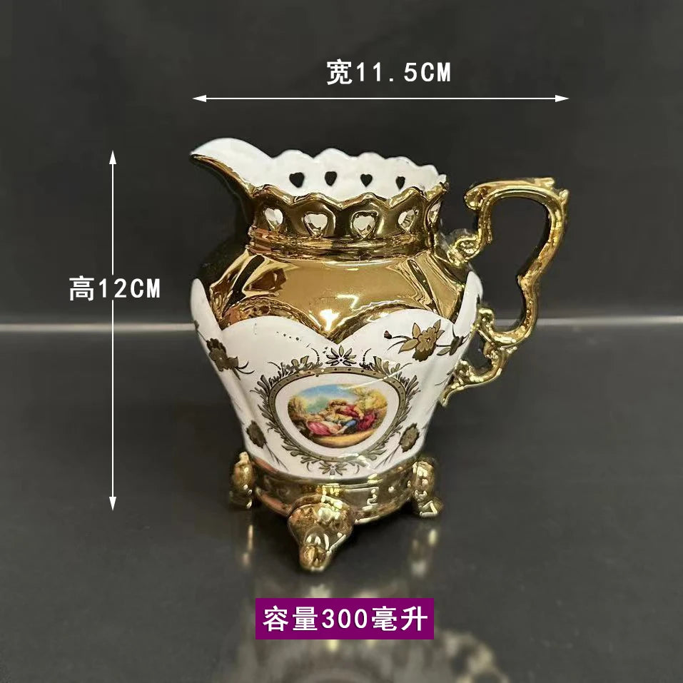 European style coffee cup set afternoon tea set European style small luxury gold-plated ceramic teapot water cup