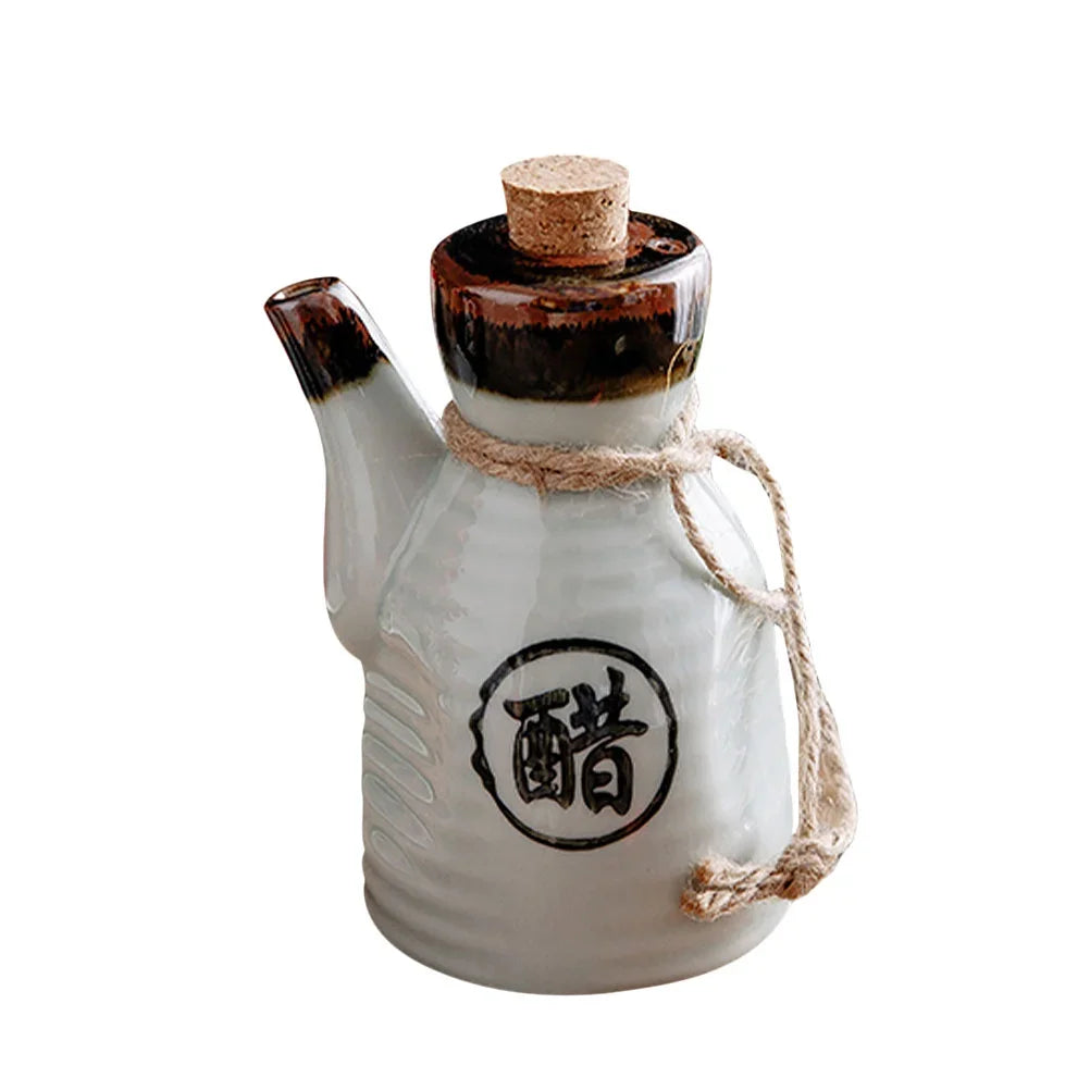 Japanese Style Ceramic Oil Dispenser | Black Soy Sauce & Vinegar Bottle | Condiment Seasoning Jar | FREE SHIPPING š¤š¶
