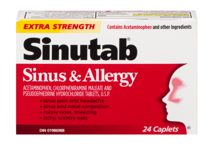 SINUTAB Extra Strength Sinus & Allergy Caplets 24 Count