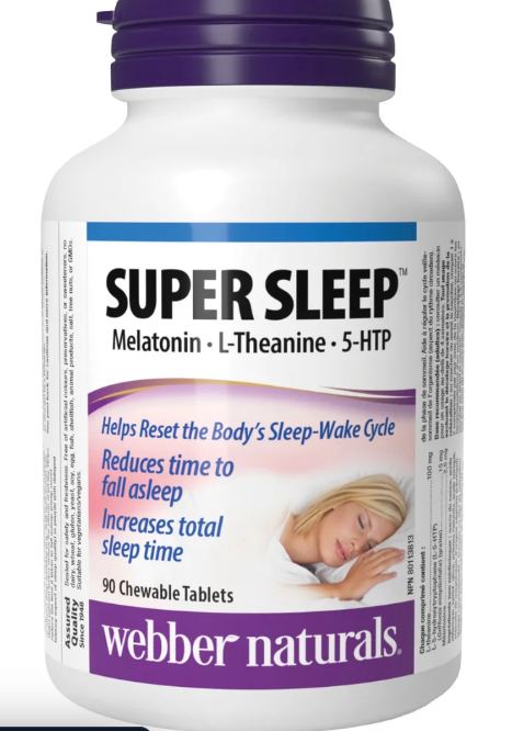 Webber Naturals Super Sleep Chewable Tablets with Melatonin, L-Theanine & 5-HTP 90 Count
