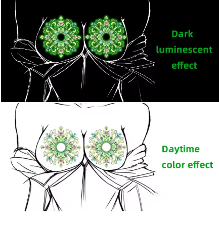 Luminous Demon Chest Temporary Tattoo Decal - Waterproof & Glow-in-the-Dark