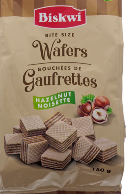 BISKWI Hazelnut Wafer Bites | Bite-Size Hazelnut Noisette Wafers | 150g | FREE SHIPPING