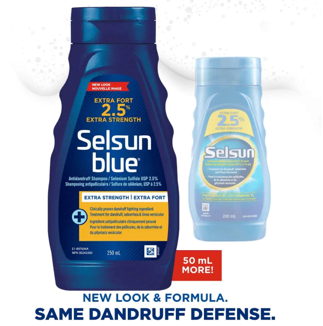 Selsun Blue 2.5% Extra Strength Anti-Dandruff Shampoo | 250 mL | Selenium Sulfide | FREE SHIPPING