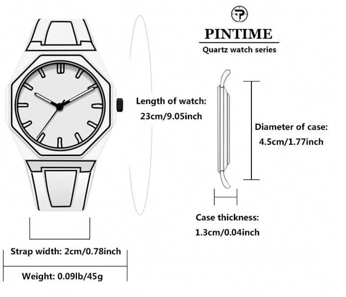 PINTIME Men's Quartz Watch | Octagonal Dial | Luminous Calendar | 30M Water Resistant | Silicone Strap | FREE SHIPPING
