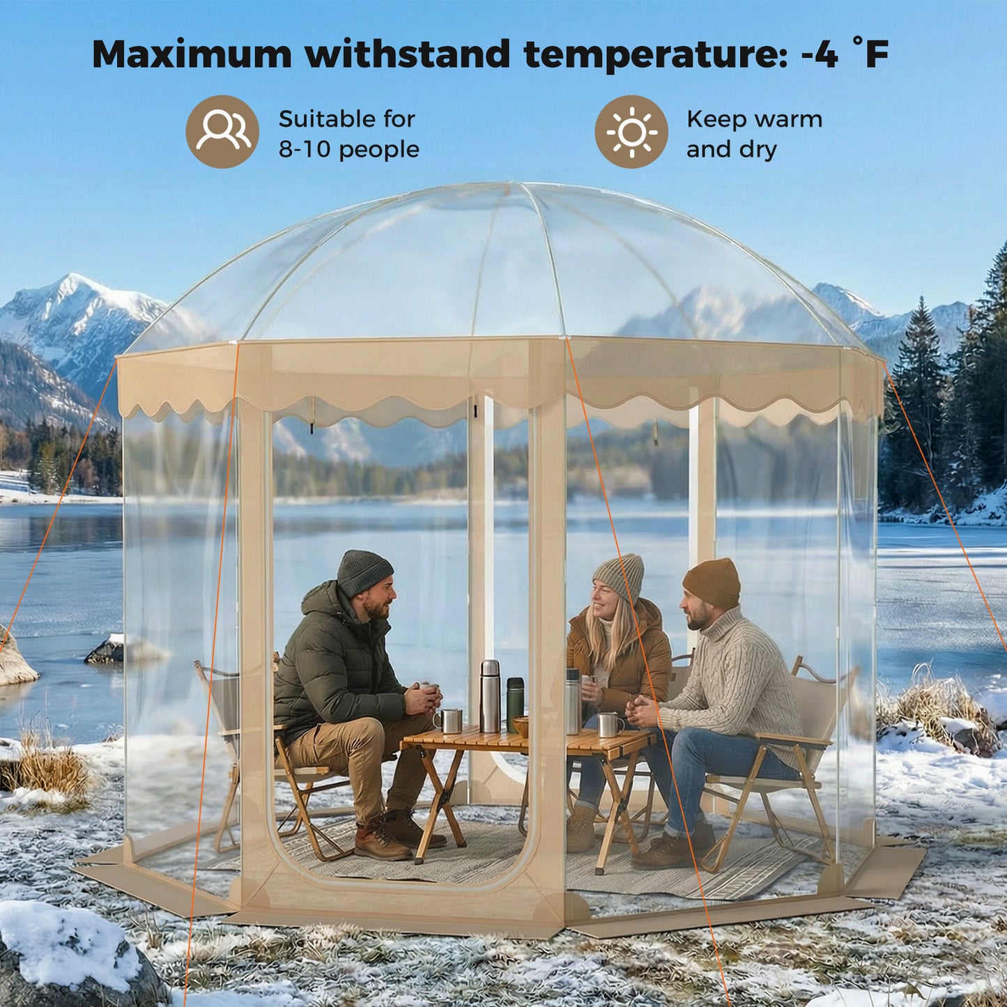Bubble Tent with Carrying Bag 10 x 10 FT for 8-10 People | Clear PVC Igloo Sports & Camping Shelter | Free Shipping