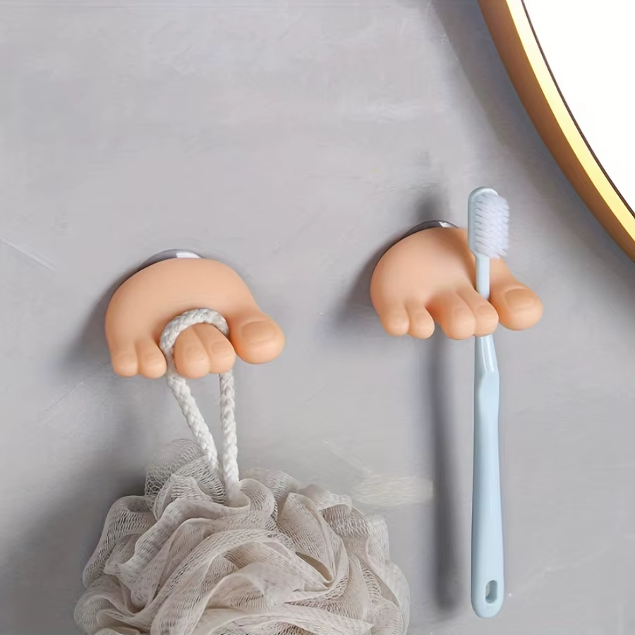 2-Piece Suction Cup Toothbrush Holder | Wall-Mounted Bathroom Storage Clips | No-Drill Organizer | FREE SHIPPING