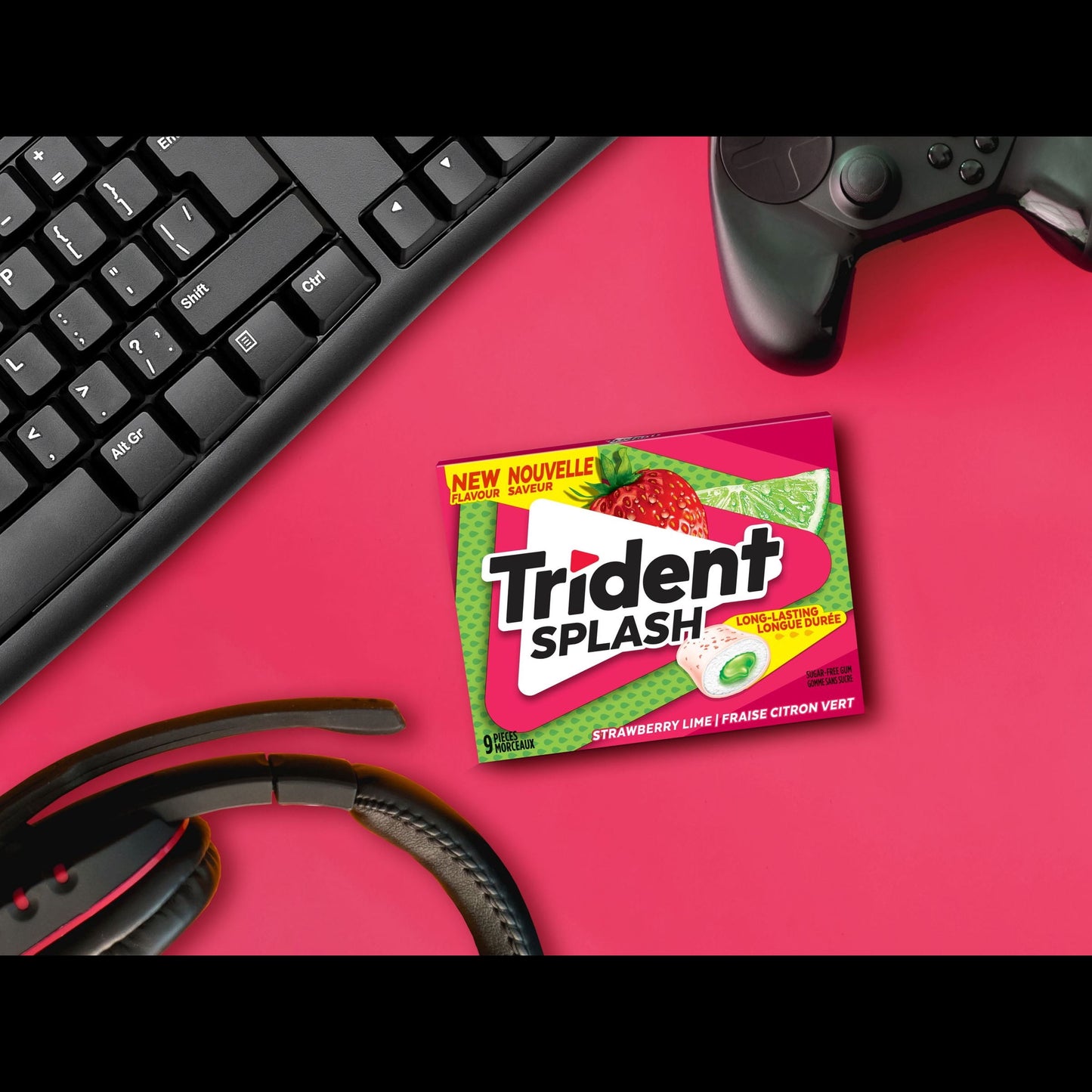 Trident Splash, Strawberry Lime Sugar-free Gum Multipack - Pack of 3 (27 Pieces)