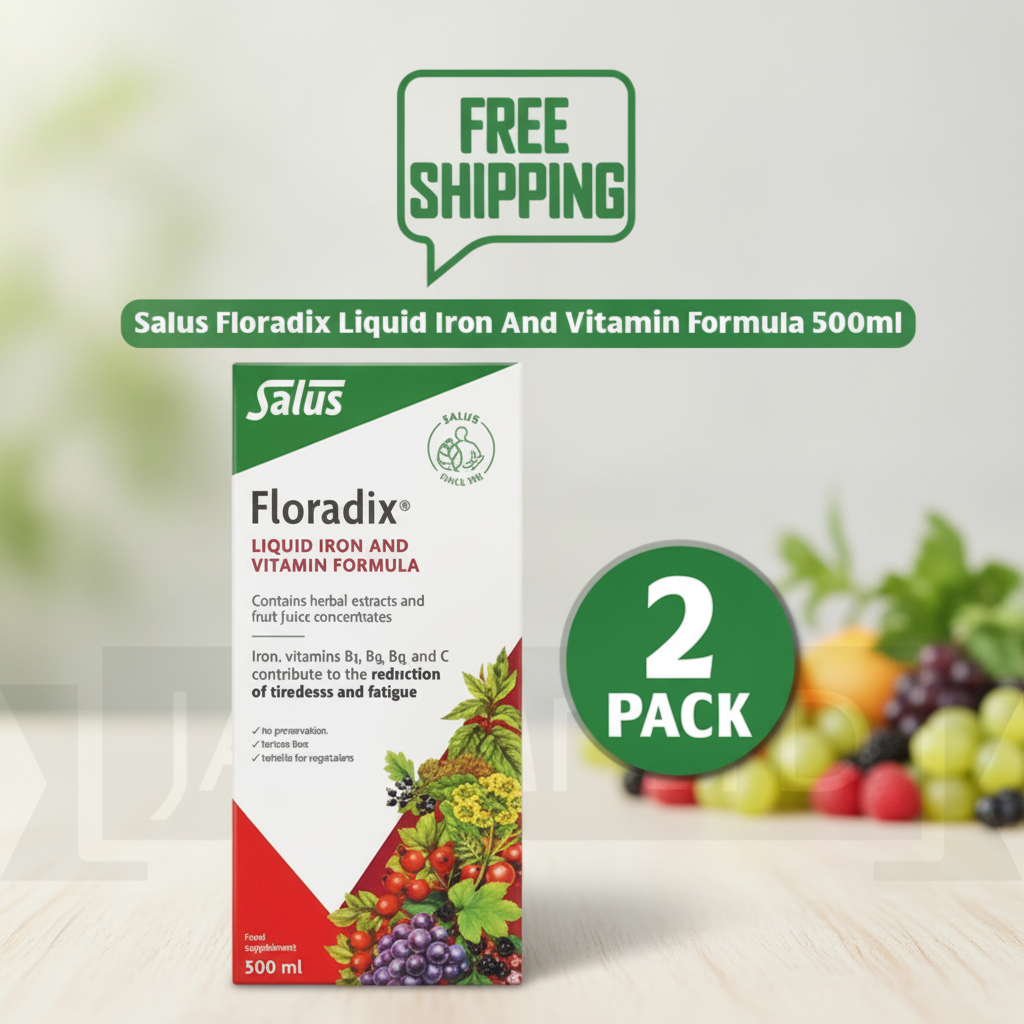 Floradix Liquid Iron & Vitamin Formula 500ml Pack of 2 from UK – High Absorption Energy Supplement – Free Shipping
