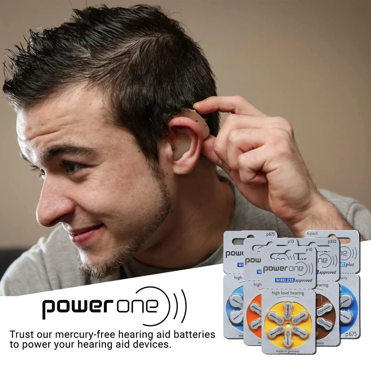 Power One Cochlear Implant Batteries 60 Pack – 10 Packs Made in Germany