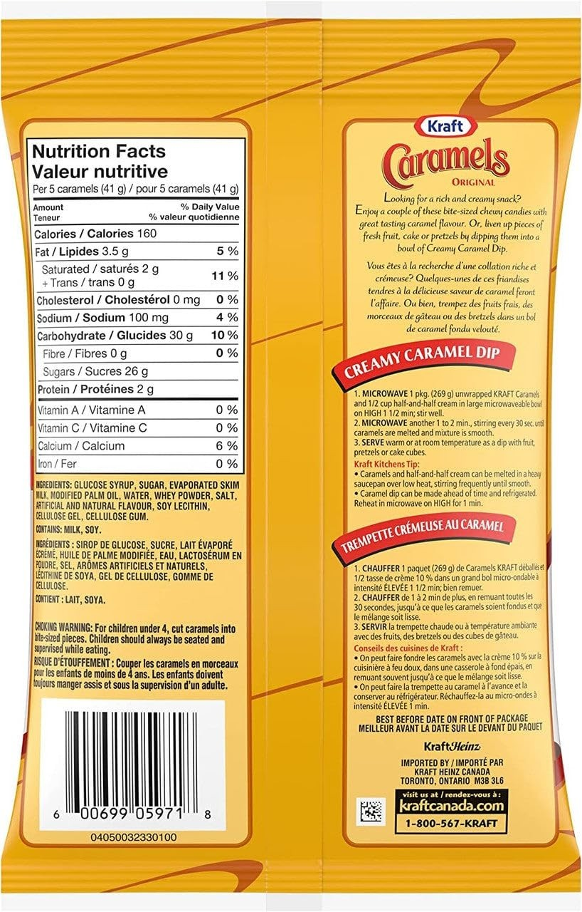 Kraft Original Caramels Chewy Candy 269g/9.5oz Bag - FREE SHIPPING