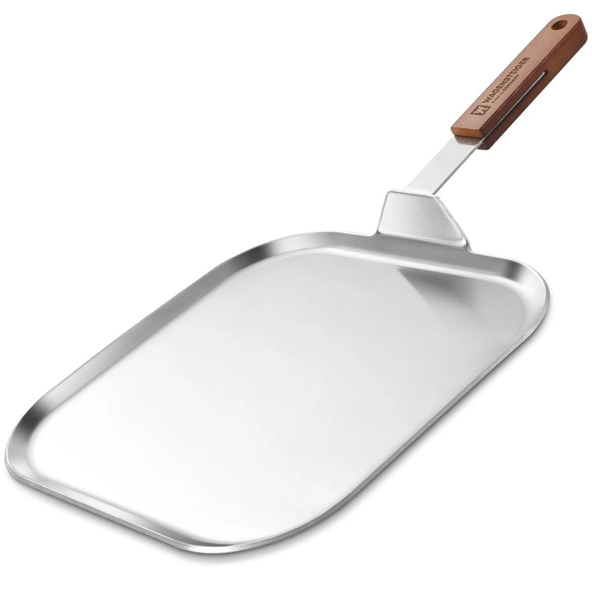Stainless Steel Square Griddle Pan/Plate with Wooden Handle, 3-Ply Constructi...