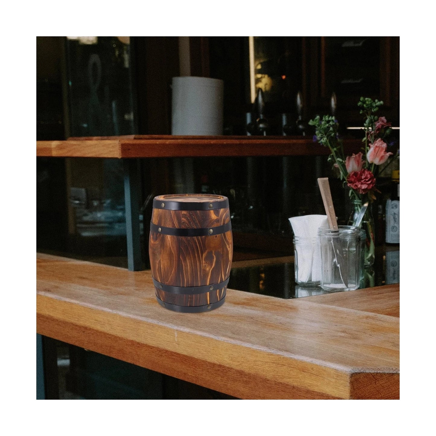 GANAZONO Wood Wine Barrel Whiskey Barrel Bucket Vintage Flower Planter Rustic Garden Decor