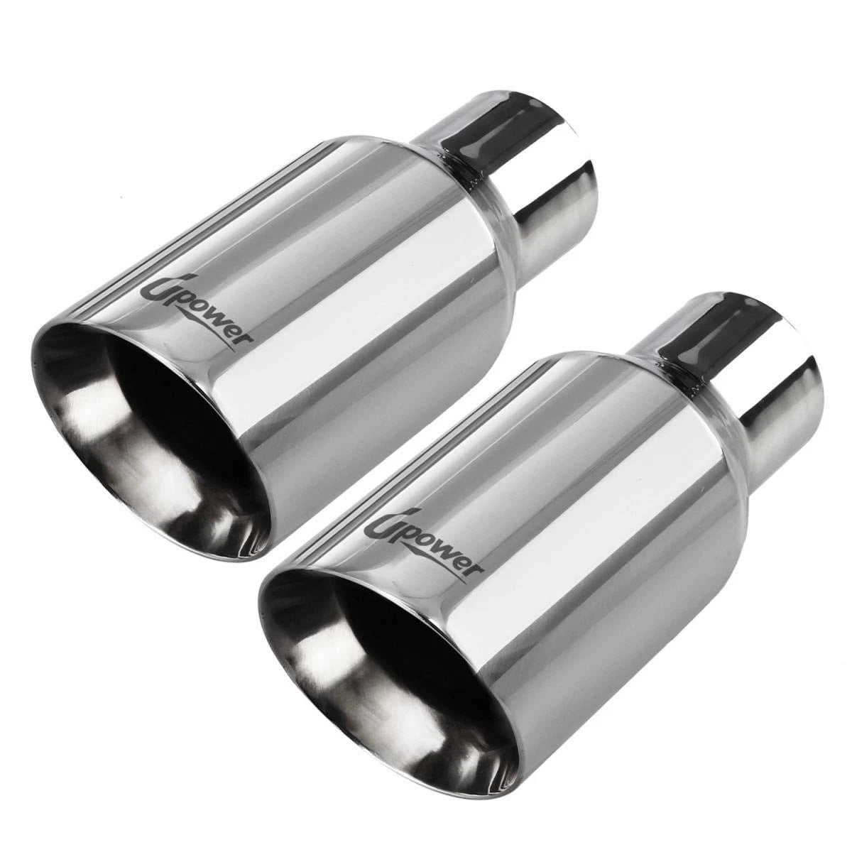 Upower Pack of 2 Exhaust Tips – 2.5" Inlet, 4" Outlet, 9" Long, 304 Stainless Steel