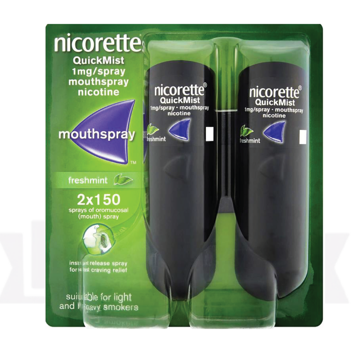 Nicorette QuickMist Duo Anti-Craving Mouth Spray | 4 Bottles, 600 Doses | FREE SHIPPINGNicorette Quickmist Duo – Spray anti-craving rapide – 4 flacons (600 doses) - FREE SHIPPING