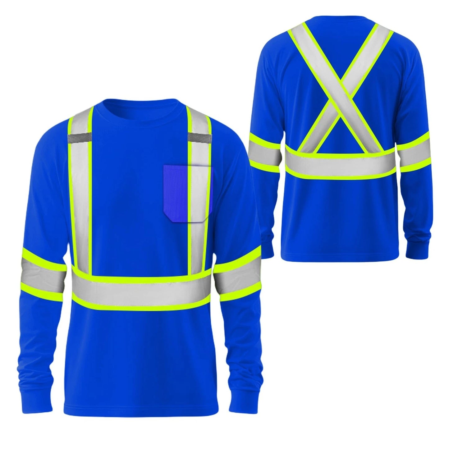 Hi-Vis Heavy Duty Men's Long Sleeve Reflective Safety T-Shirt (Free Shipping)