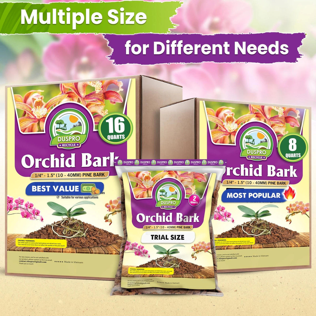 Natural Orchid Bark Pine Mulch | 8 QT Bag | Plant Repotting & Potting Medium | Drainage & Root Aeration | FREE SHIPPING ๐ฑ๐ชด
