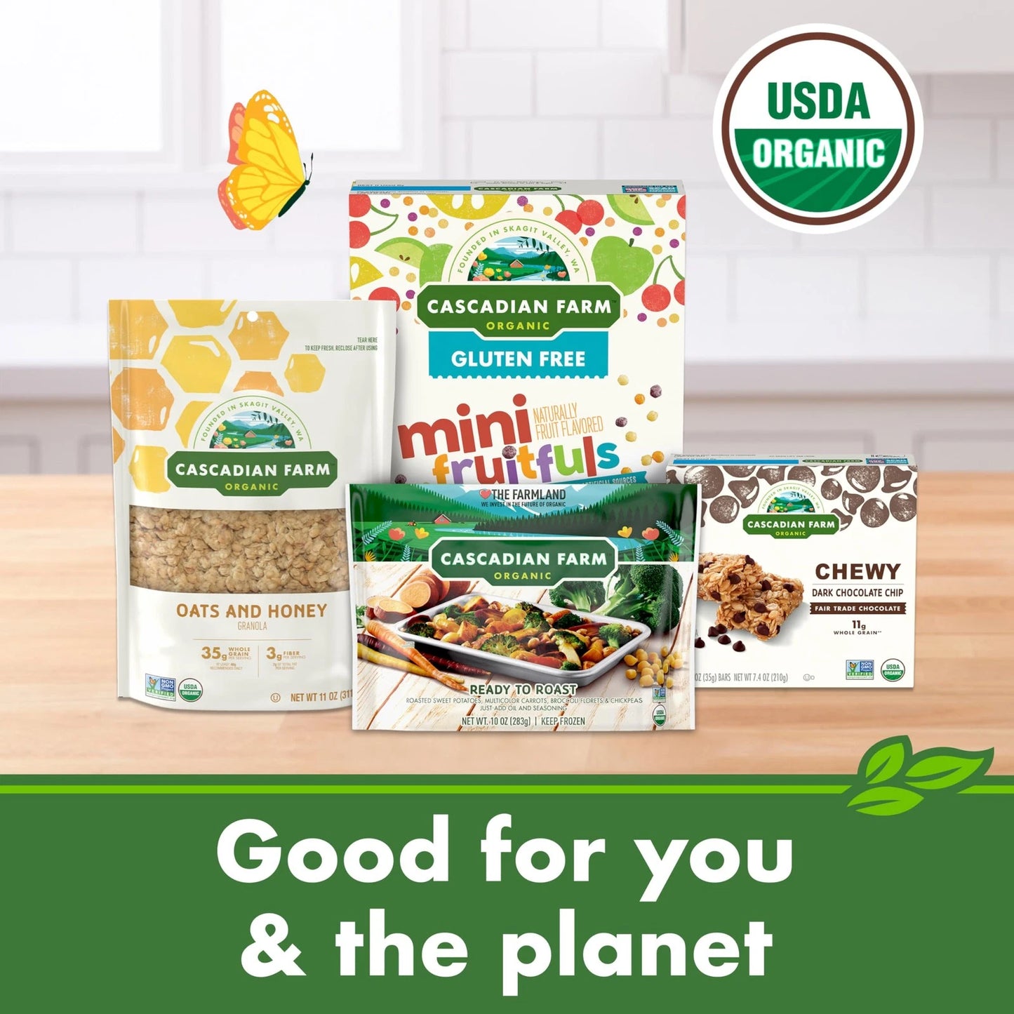 Cascadian Farm Organic No Added Sugar Vanilla Crisp Cereal 12 Ounce Box