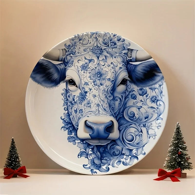 Nordic ceramic wall decor plate-  Ox Bull Head