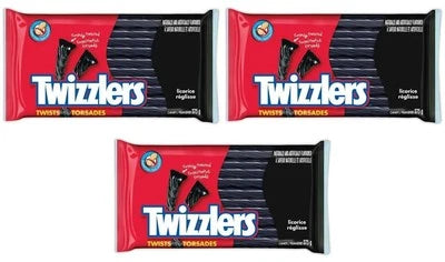 TWIZZLERS Twists Licorice Candy 375g – 3 Pack Chewy Black Licorice Treats – Free Shipping