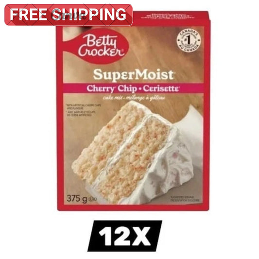 12 x Betty Crocker SuperBetty Crocker Super Moist Cherry Chip Cake Mix 12 Pack 375g Dessert Baking Mix Moist Cherry Chip Cake Mix 375g - FREE SHIPPING