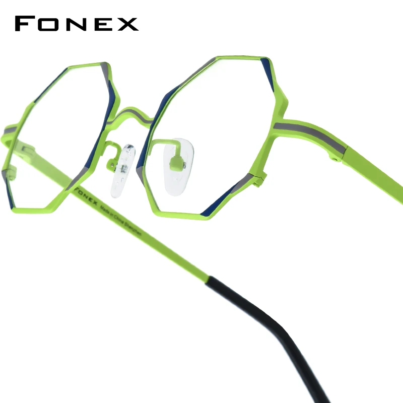 FONEX Women's Pure Titanium Eyeglasses 85849 | Retro Polygon Round Frames | Ultralight Vintage Japanese Eyewear | FREE SHIPPING 👓✨