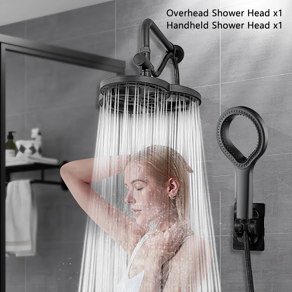High Pressure Rainfall Shower Head Set – Large Water Flow Ring Design Bathroom Accessories