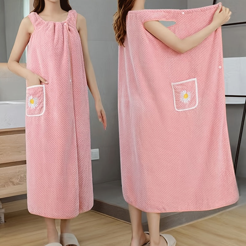Extra Long Floral Bath Towel – Super Absorbent Soft Pink Spa & Sauna Towel