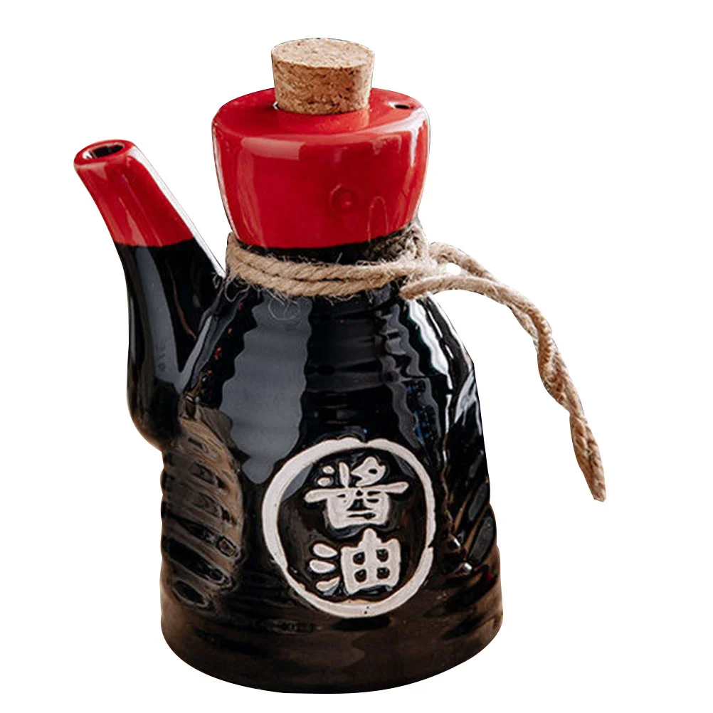 Japanese Style Ceramic Oil Dispenser | Black Soy Sauce & Vinegar Bottle | Condiment Seasoning Jar | FREE SHIPPING 🖤🍶