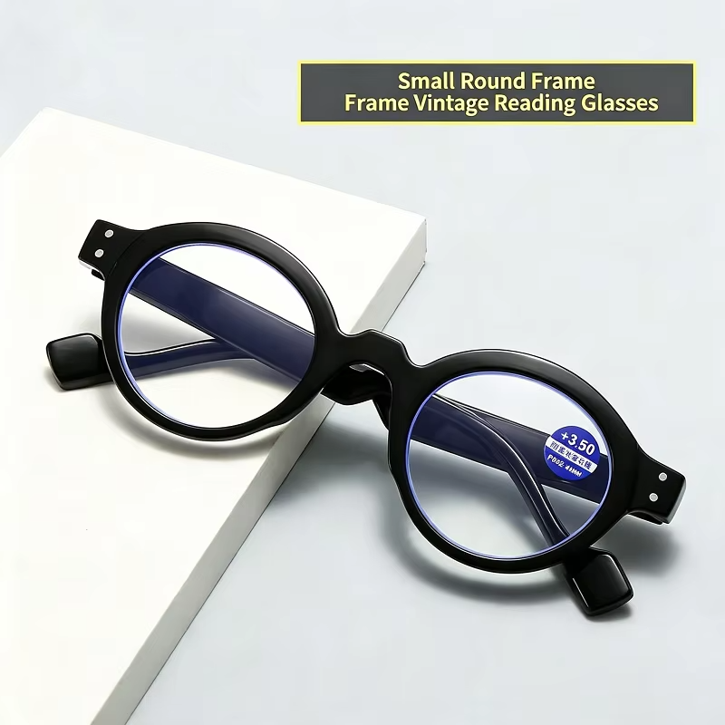 High-end New Retro Old-Fashioned Glasses Round Frame Reading Glasses Anti-Blue Light Japanese Smart Zoom for Both Long and near