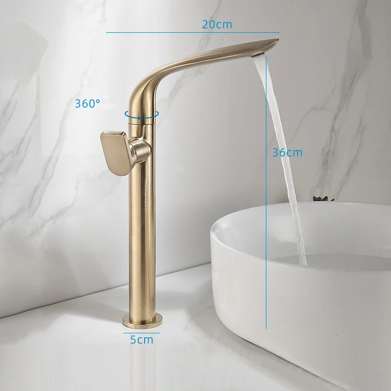 Brushed Gold Basin Faucet Brass Bathroom Faucet Mixer Tap Gold Wash basin Faucet Single Handle Hot & Cold Lavotory Faucet