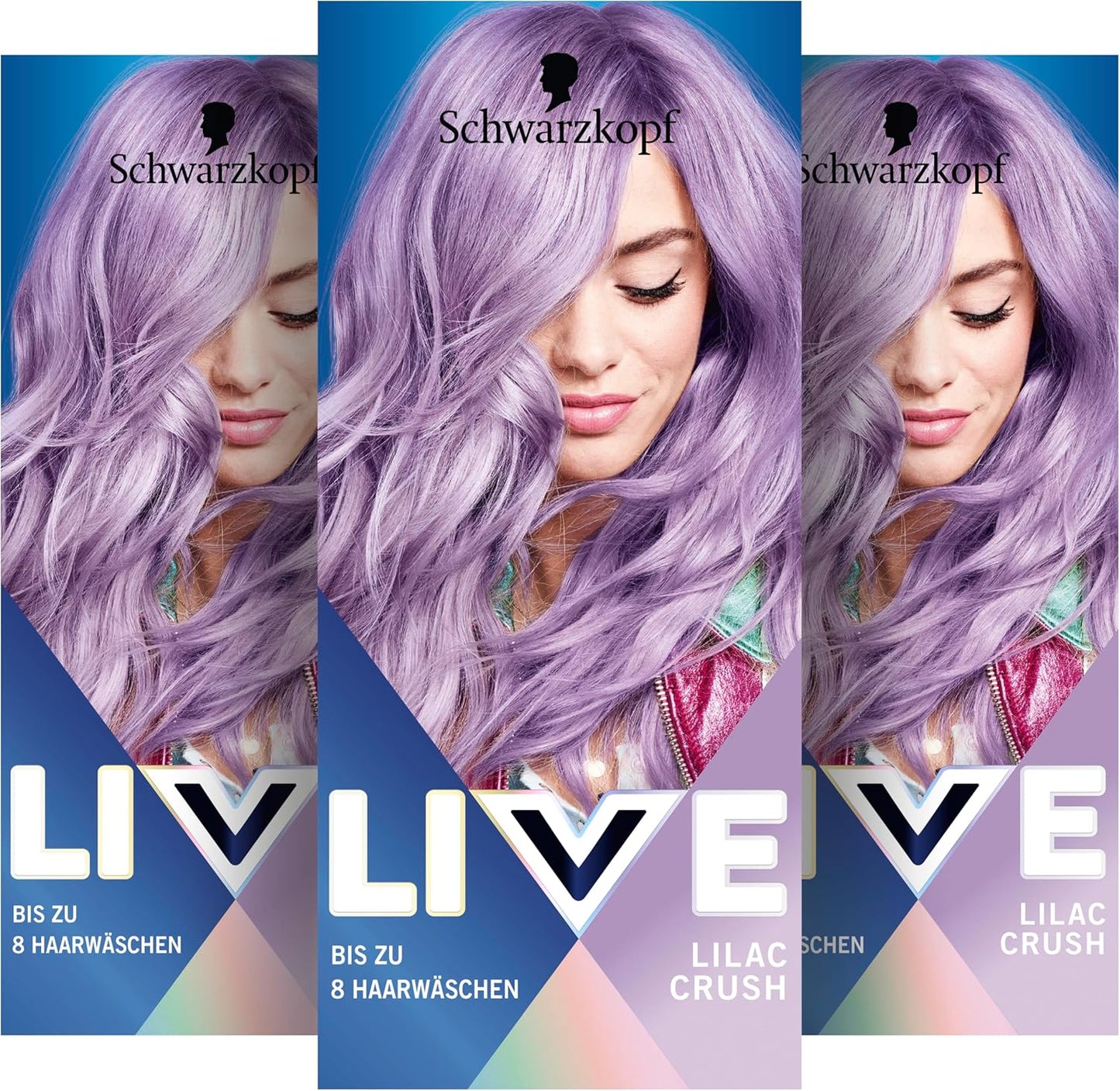 Schwarzkopf LIVE Pretty Pastels Semi-Permanent Hair Colour P120 Lilac Crush (3 x 142.5 ml),From Germany