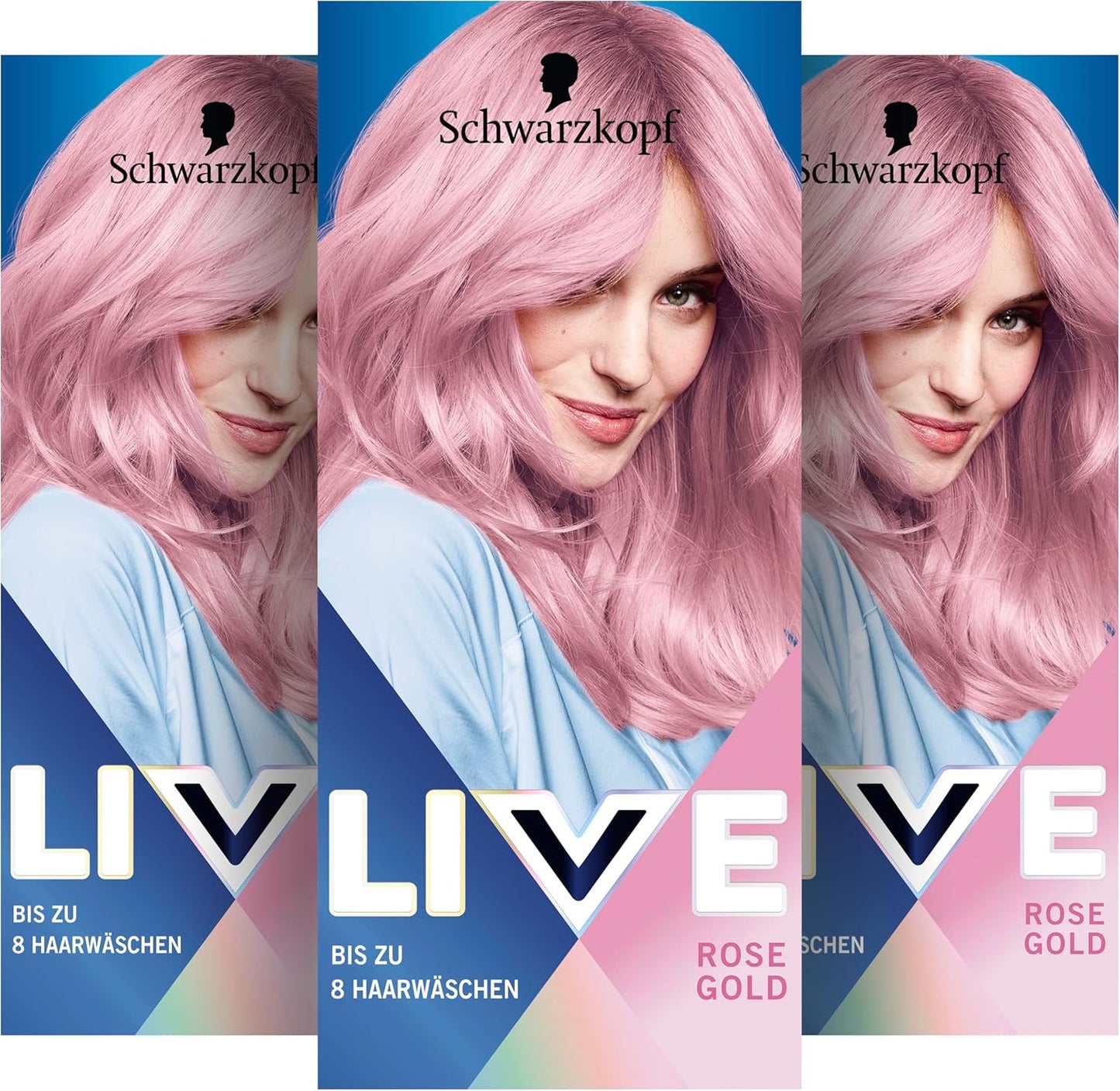 Schwarzkopf LIVE Pretty Pastels Semi-Permanent Hair Colour P123 Rose Gold (3 x 142.5 ml),