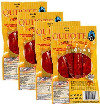 Chorizos Quijote Spanish Chorizo Sausages – 4 Packs, Total 16 Chorizos (5.5 oz Each) – Free Shipping
