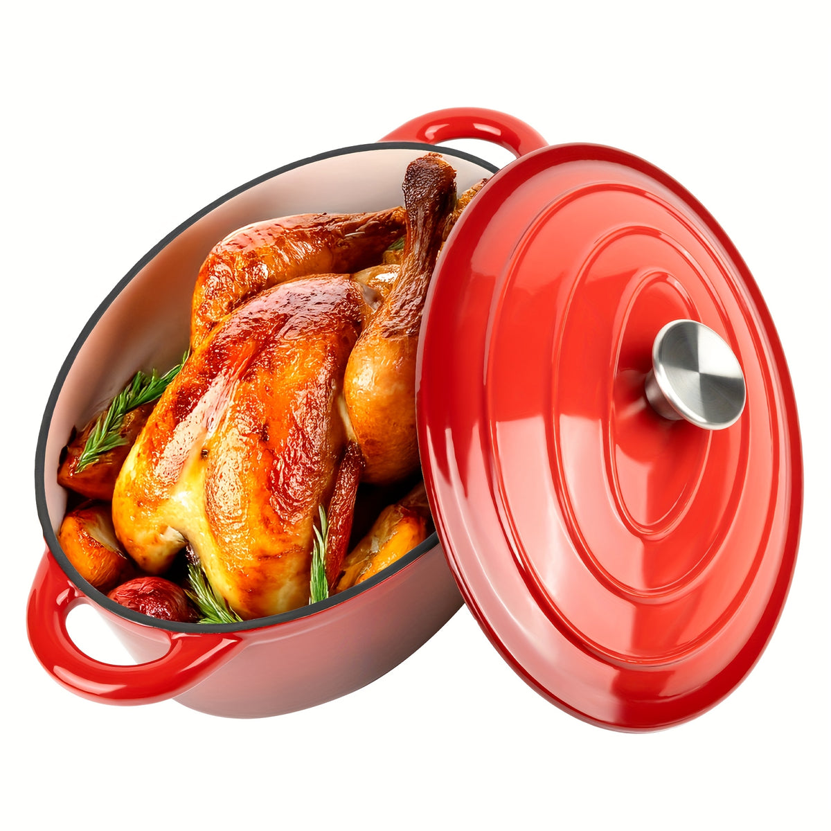 Enameled Cast Iron Dutch Oven with Lid | Dual Handles | Nonstick Cookware for Bread Baking, Stews & Roasting | FREE SHIPPING