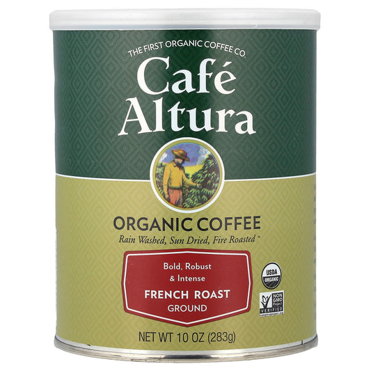 Cafe Altura Organic Ground Coffee French Roast 10 oz (283g) – Rich Dark Roast Coffee – Free Shipping