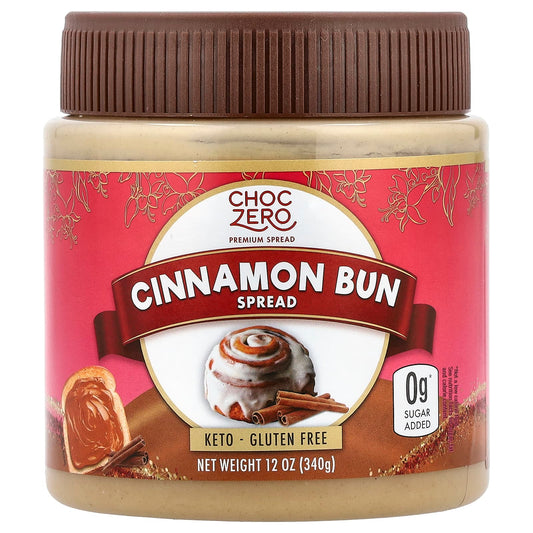 ChocZero Cinnamon Bun Spread 12 oz (340g) – Sweet Cinnamon Dessert Spread – Free Shipping
