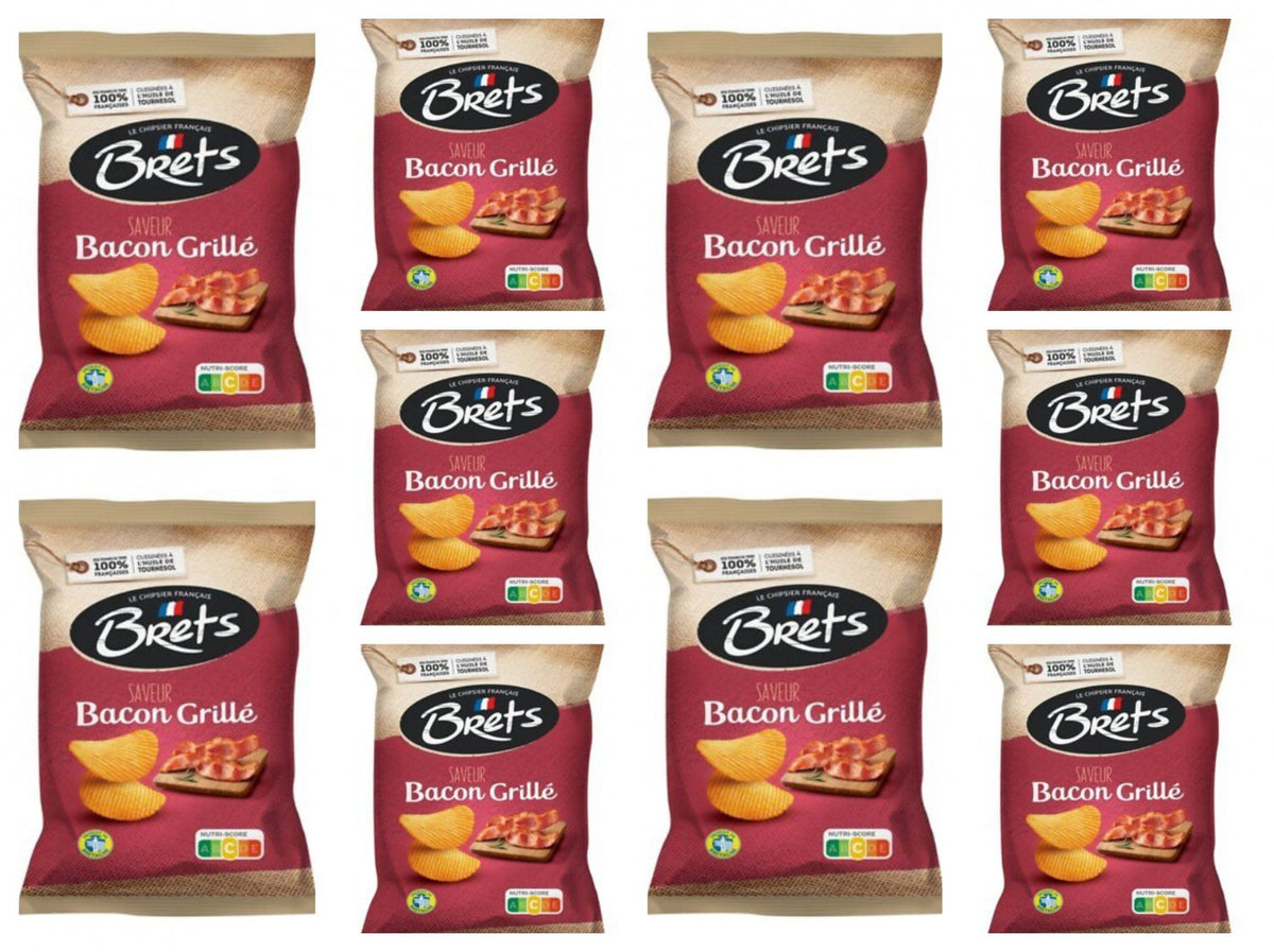 10 Bags of Brets Crispy Bacon ( Bacon Grille ) Flavored Potato Chips 125g Each