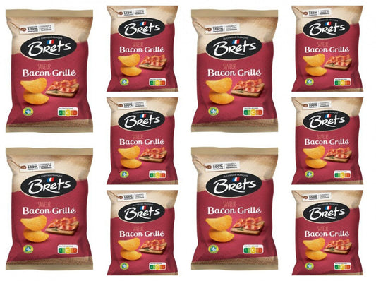 10 Bags of Brets Crispy Bacon ( Bacon Grille ) Flavored Potato Chips 125g Each
