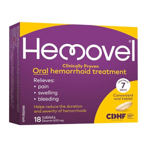 Hemovel Oral Treatment Hemorrhoids Clinically Proven Diosmin 600mg 18 Tablets | Free Shipping