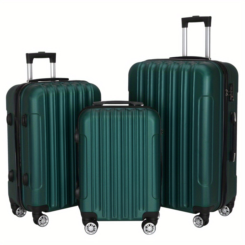 3-Pcs Luggage Sets, ABS Lightweight Suitcase Sets with TSA Lock & Spinner Wheels, 20in/ 24in/ 28in