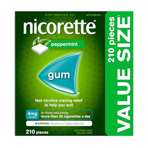 Nicorette Nicotine Ultra Fresh Mint Gum 4mg – 210 Pieces Value Size Smoking Cessation Aid Free Shipping