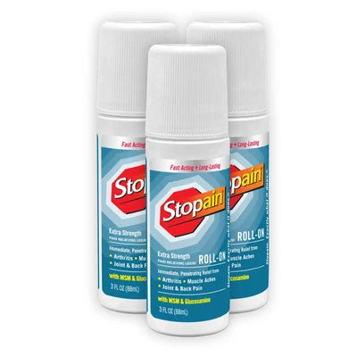 Stopain Maximum Strength Roll On Pain Reliever 3 Fl Oz Pack of 3 Extra Strength