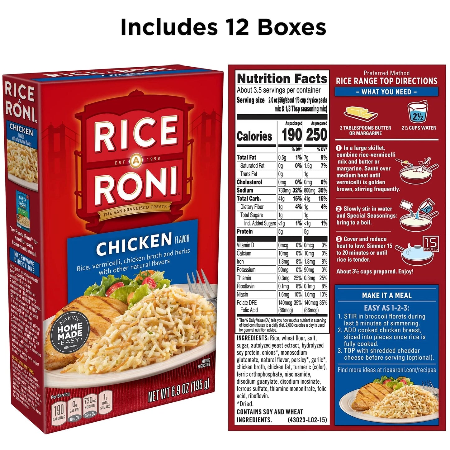 Rice-A-Roni Chicken Flavor - 6.9oz Boxes (12 Pack Bulk Value) (59 ch) Free shipping