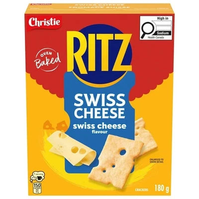 6 Pack: Christie Ritz Swiss Cheese Crackers - Savory Snack (180g each) Canadian snack
