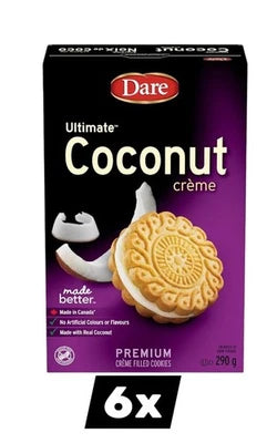 Dare Ultimate Coconut Creme Cookies 290g (Case of 6) - FREE SHIPPING (64 ch)