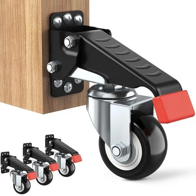 SPACEKEEPER Workbench Casters Kit 660 lbs Capacity – Retractable Heavy Duty Casters for Workbench, Mobile Base Wheels Set